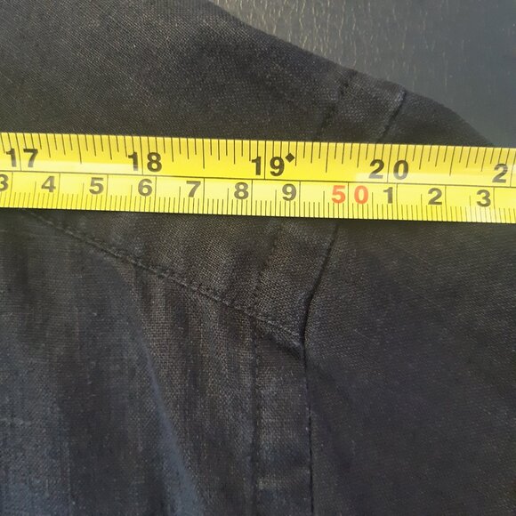 Eddie Bauer SZ M 100% Linen Mandarin Collar Men's Button Up Black Shirt - Picture 10 of 12